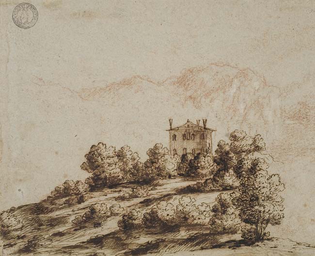 Appraisal: ITALIAN SCHOOL TH-CENTURY Lanscape with a Villa Pen and brown