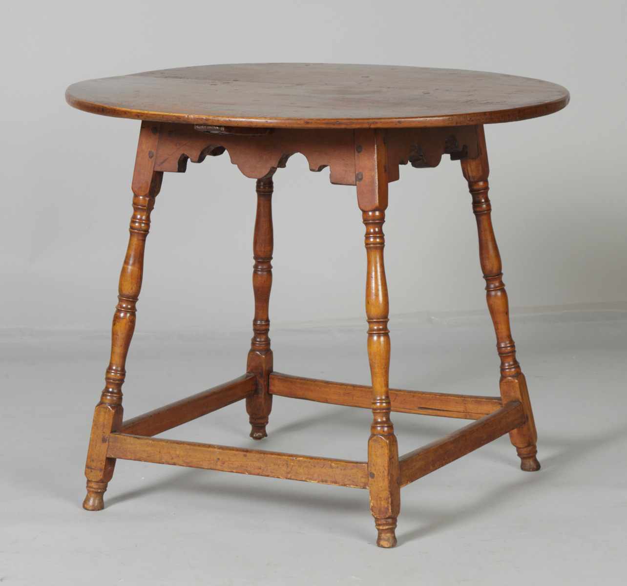 Appraisal: William Mary Maple Tavern Table C Splayed legs scalloped apron