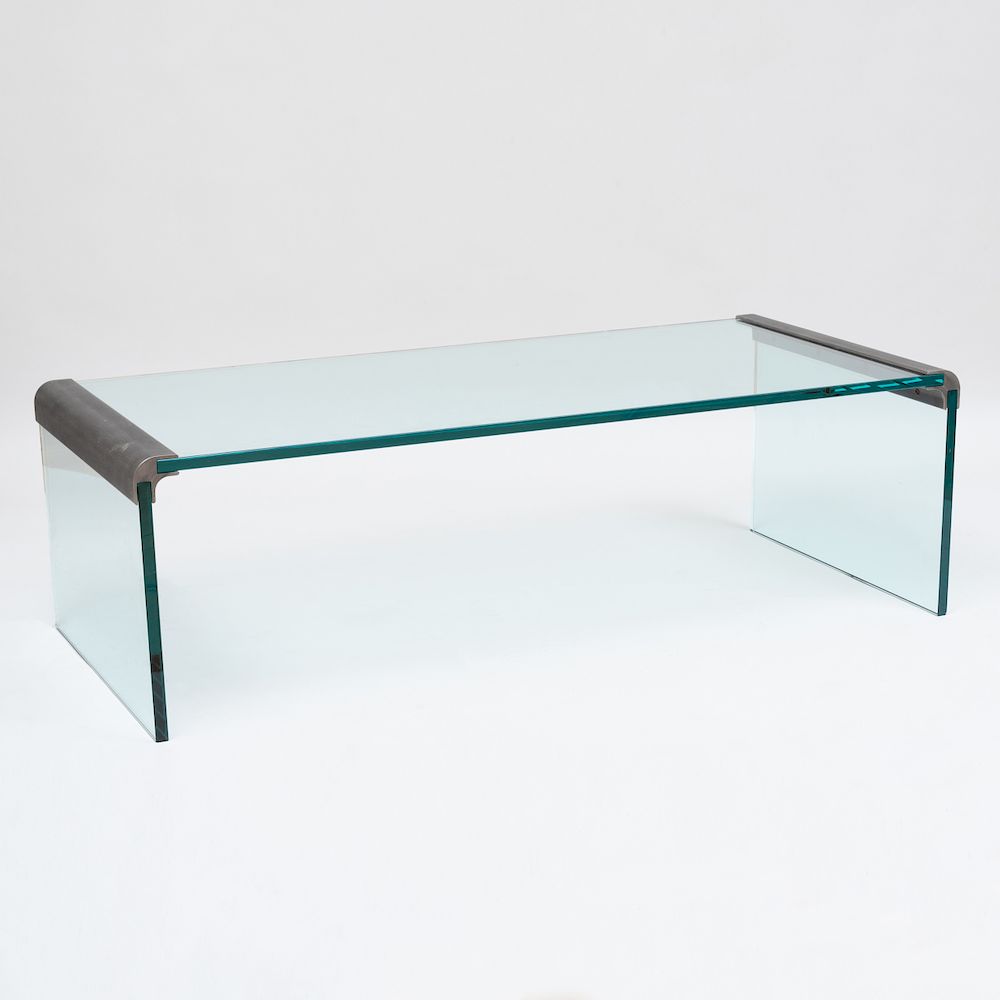 Appraisal: Modern Glass and Bronzed-Steel Low Table Pace Collection x x