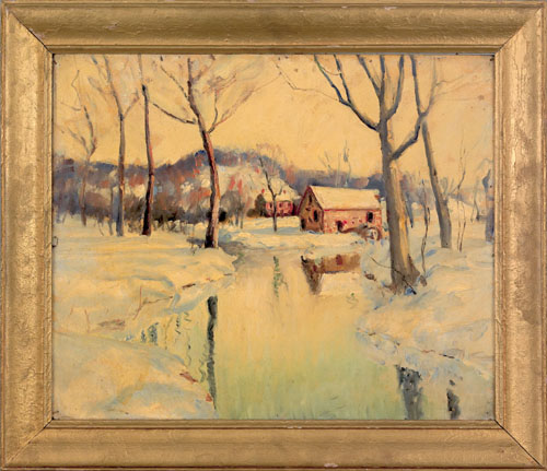 Appraisal: Walter Emerson Baum Pennsylvania - oil on board snow scene