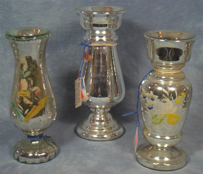 Appraisal: mercury glass vases etched tall Estimate -