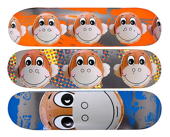 Appraisal: JEFF KOONS Monkey Train Set of color screenprints on skateboard