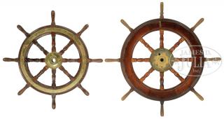 Appraisal: TWO MAHOGANY SHIP'S WHEELS Late th early- th century Each