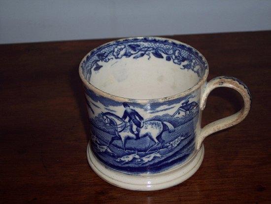 Appraisal: A mid th Century Staffordshire mug transfer printed huntsmen and