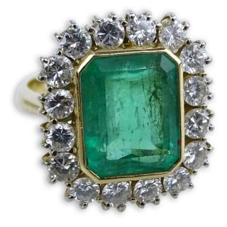 Appraisal: AIG Certified Carat Rectangular Step Cut Emerald Carat Round Brilliant