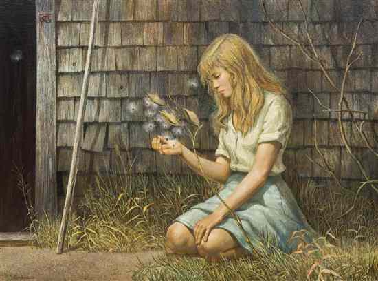 Appraisal: Curt Frankenstein American - Girl with Milkweed oil on board