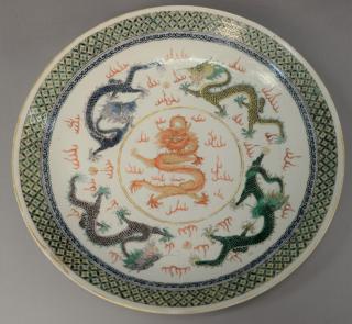 Appraisal: Chinese Famille Rose dragon charger having four painted five claw