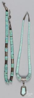 Appraisal: Southwestern Native American turquoise graduated bead necklace with a central