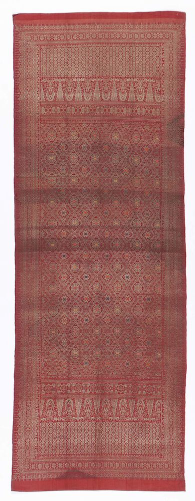 Appraisal: Antique Palembang Songket Textile Woman's ceremonial head cloth silk ground