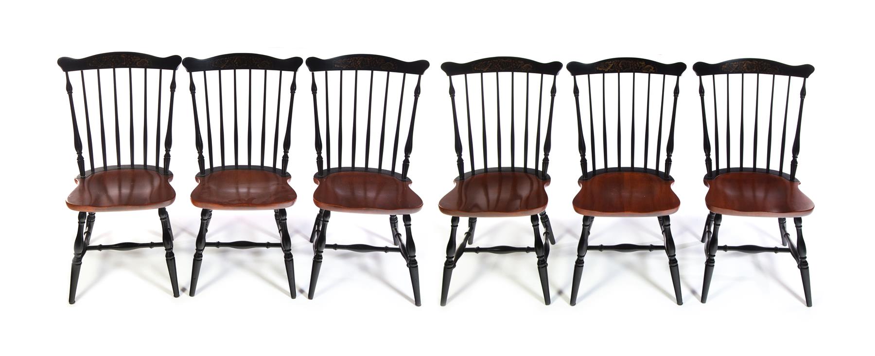 Appraisal: SIX MARKED HITCHCOCK WINDSOR-STYLE SIDE CHAIRS American mid th century