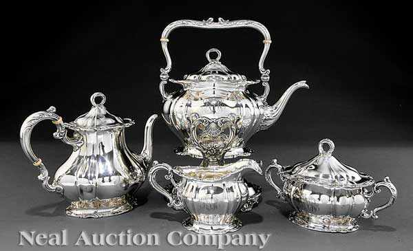 Appraisal: A Gorham Silverplate Tea Set in the Rococo taste comprised