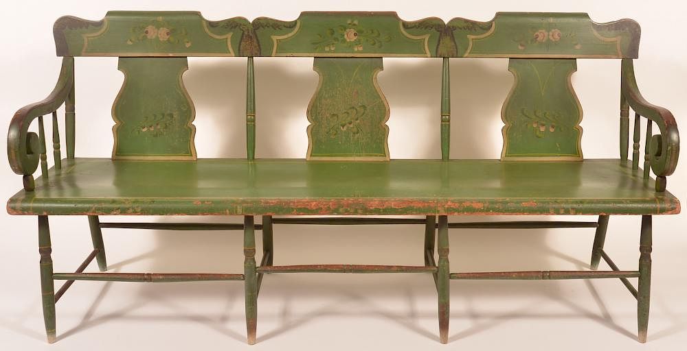 Appraisal: Splat-back Settee and Six Matching Side chairs Pennsylvania th Century