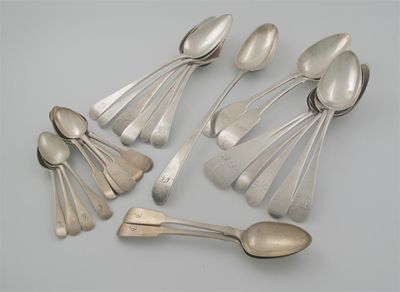 Appraisal: A quantity of spoons six pairs of George III Old