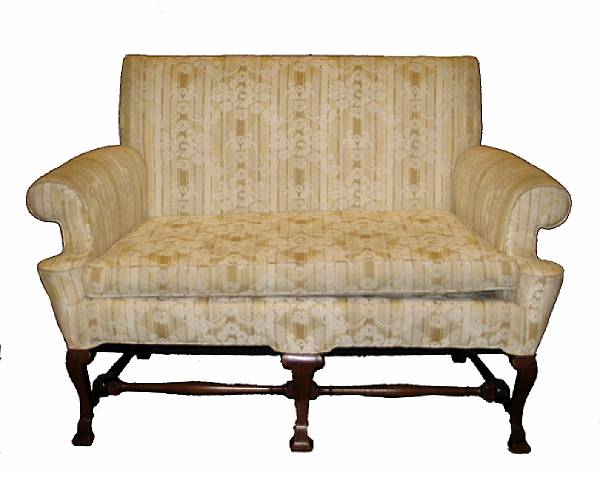 Appraisal: A George I style upholstered settee height in width ft