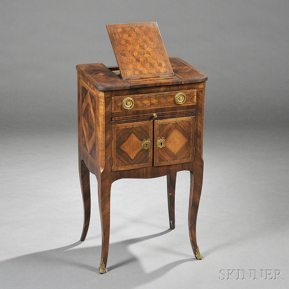 Appraisal: Northern European Parquetry Inlaid Side Table th century the parquetry-veneered