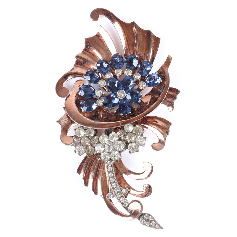 Appraisal: HUGE H ROSE GOLD VERMEIL RETRO LAYERED FLOWER SPRAY BROOCH