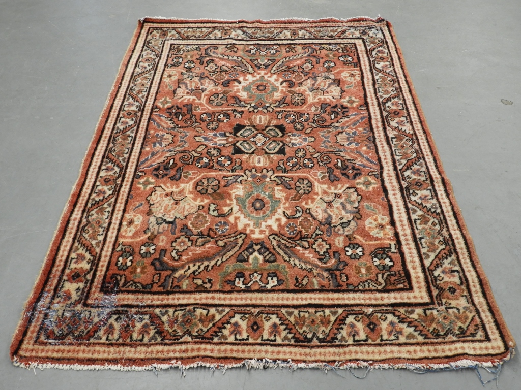 Appraisal: PERSIAN MAHAL WOOL CARPET RUG Persia Circa Central salmon red