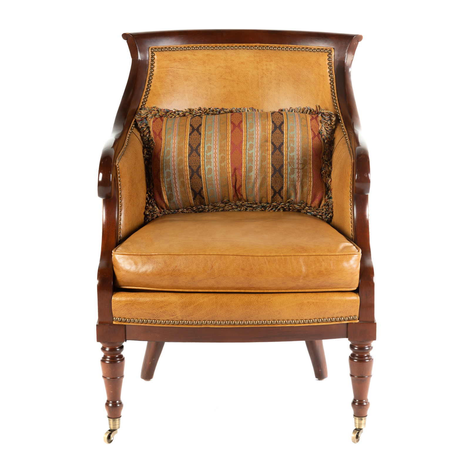 Appraisal: SOUTHWOOD CLASSICAL STYLE LEATHER CLUB CHAIR th century mahogany frame