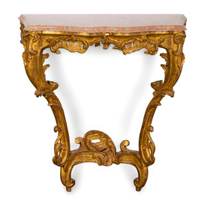 Appraisal: A Louis XV Style Carved Giltwood Console TH CENTURY with