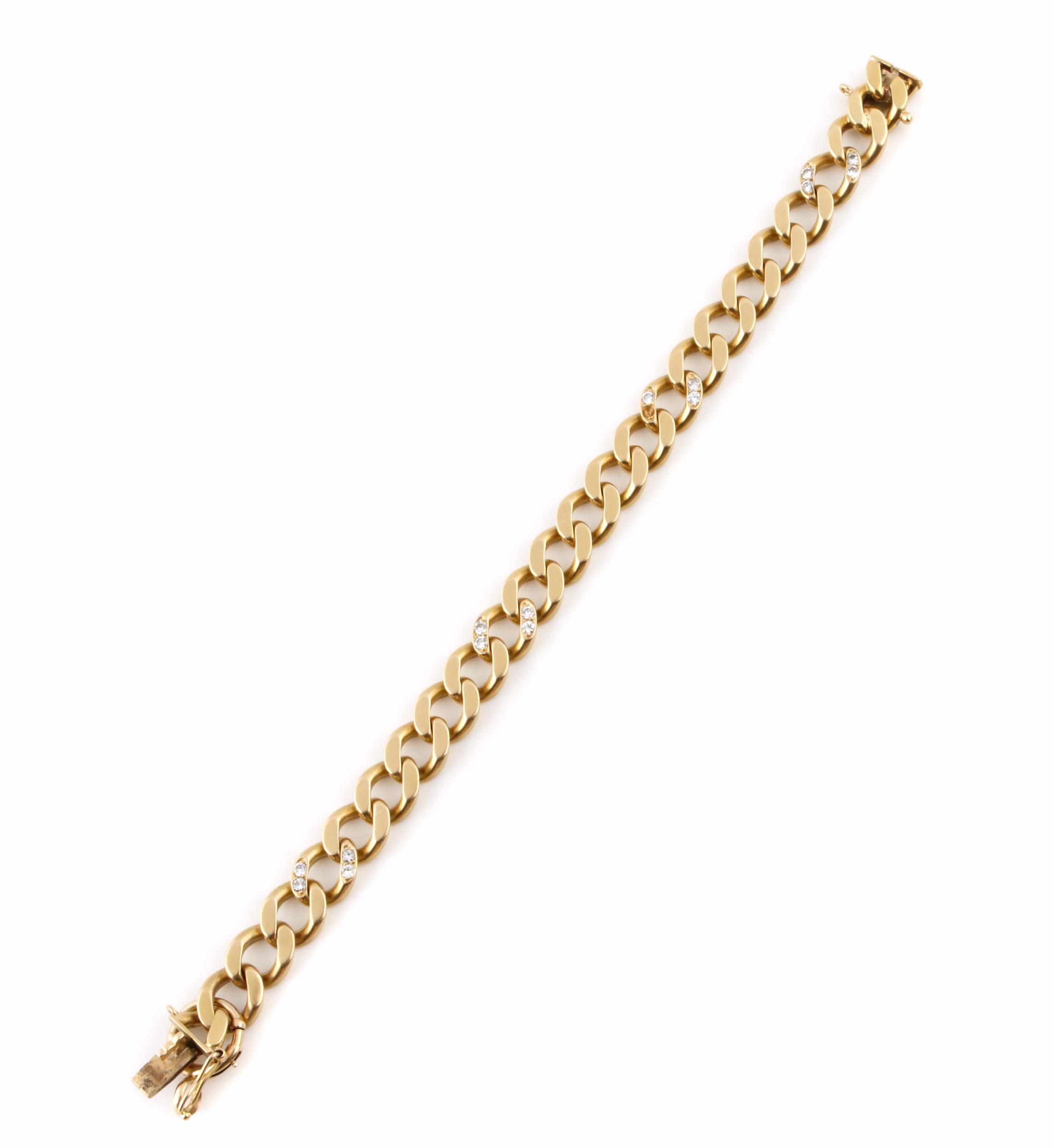 Appraisal: A k gold and diamond curb link bracelet length approximately