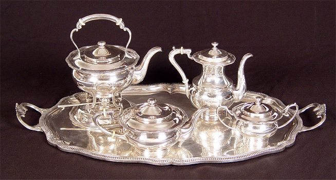 Appraisal: PIECE ORTEGA MEXICAN STERLING TEA SET To include KETTLE on