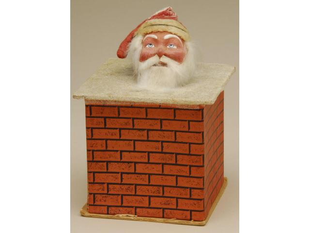 Appraisal: Santa in Chimney Candy Box Germany ca painted and molded