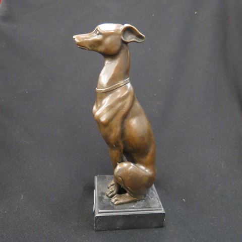 Appraisal: Bronze Statue of a Dog seated after Barye plus black