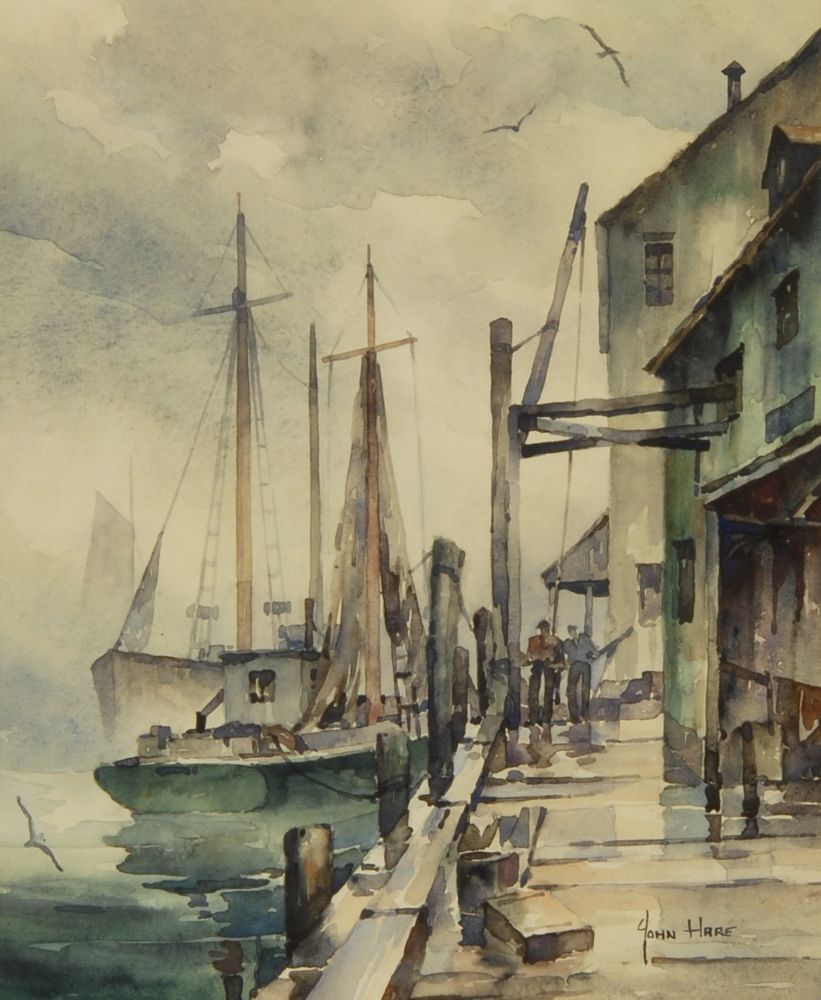 Appraisal: JOHN CUTHBERT HAREAmerican - Dock scene Signed lower right John