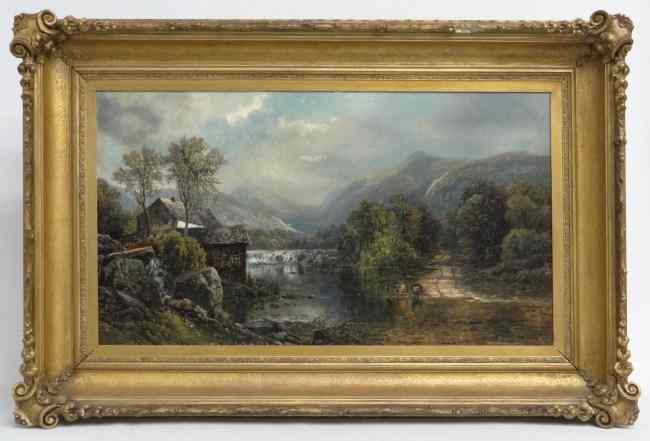 Appraisal: th c oil on canvas landscape signed and dated ''Edmund