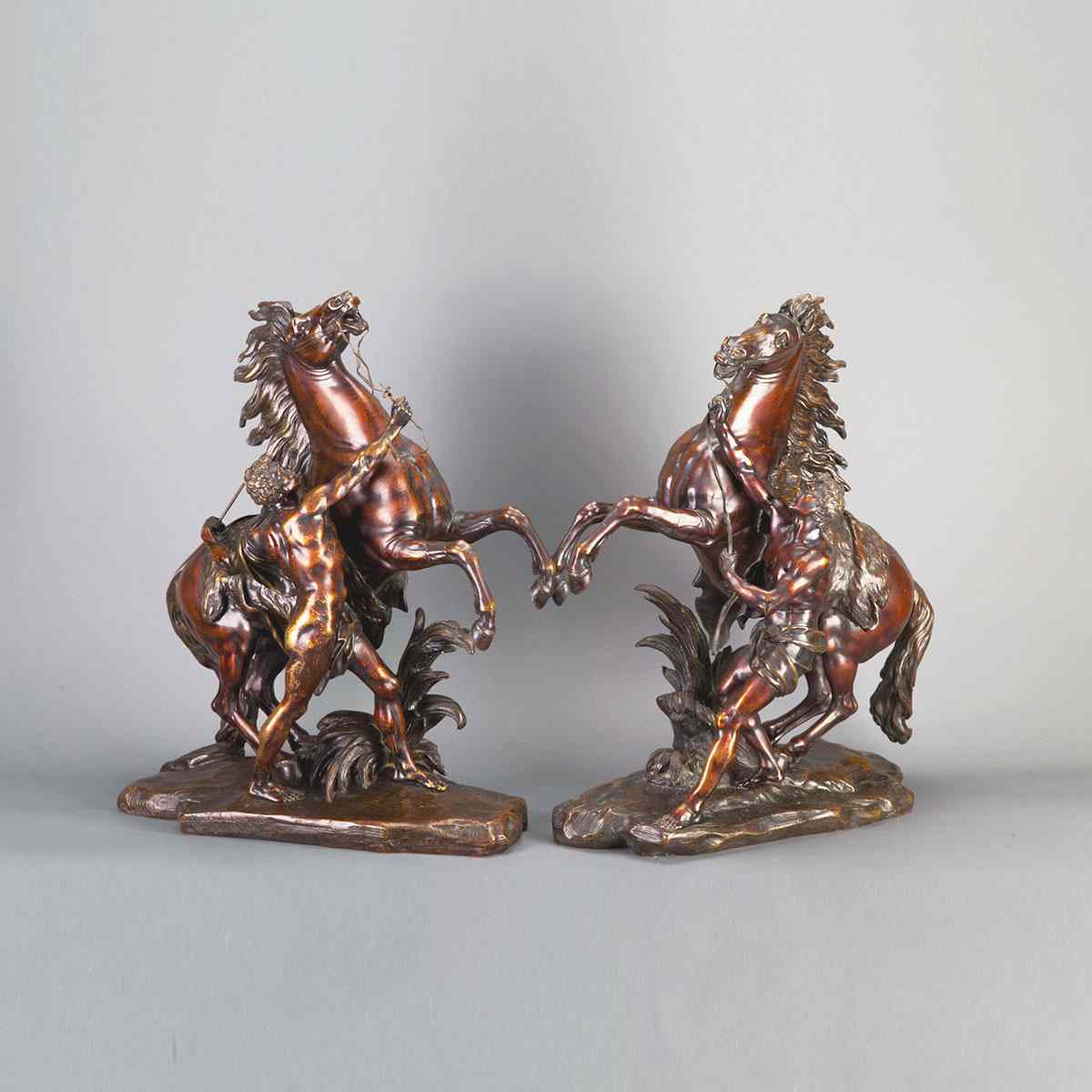 Appraisal: Pair of Large Bronze Models of the Marley Horses after