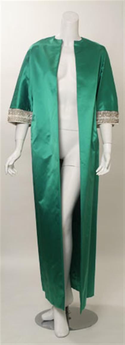 Appraisal: Three jewel-tone silk opera coats s Two in emerald green