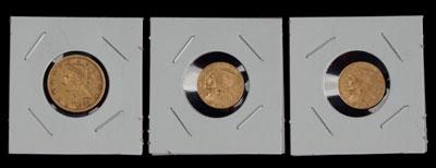 Appraisal: Three U S gold coins Liberty type -S choice VF