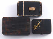 Appraisal: Three tortoiseshell boxes one a ribbed snuff box x cm