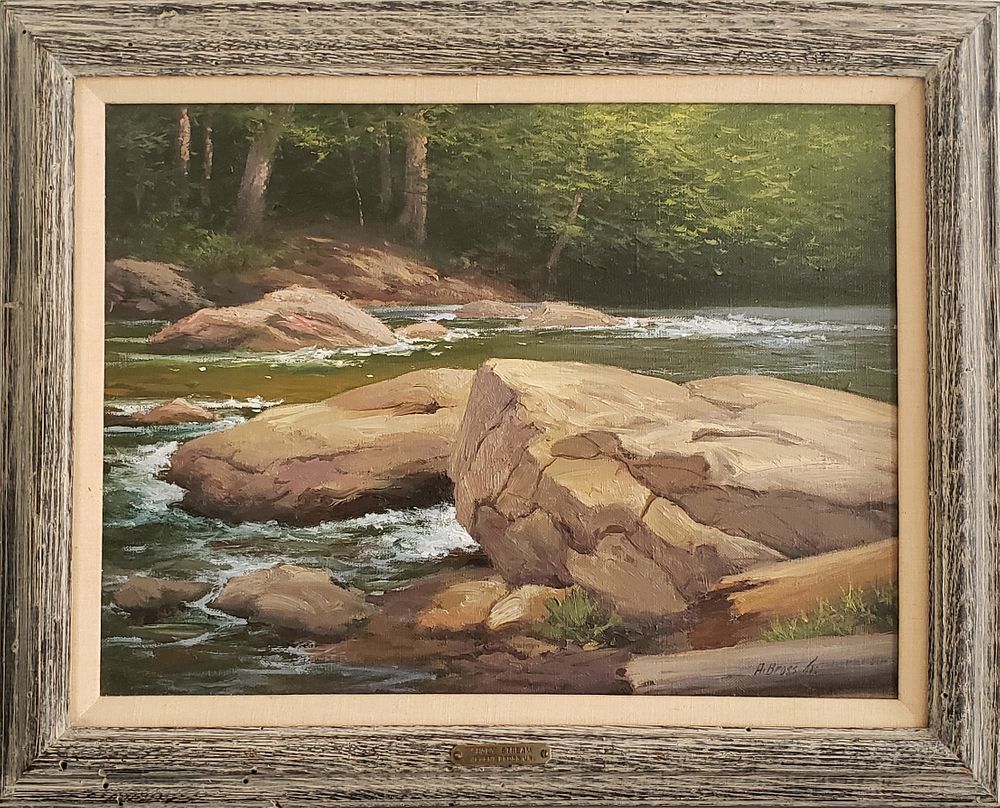 Appraisal: Albert Bross Jr Oil On Canvas Shady Stream Albert Bross