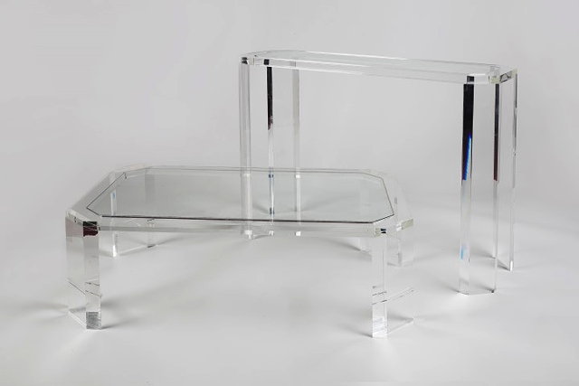 Appraisal: Modernist SchoolPerspex console table and matching coffee tablethe console table