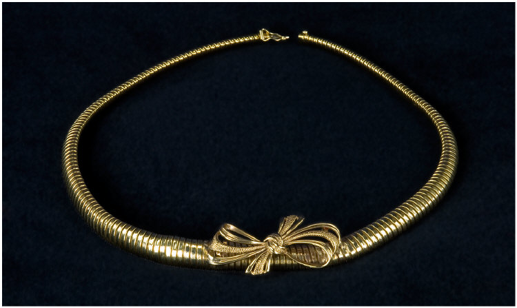 Appraisal: ct Gold Ladies Expandable Tube Necklace Surmounted With A Stylised