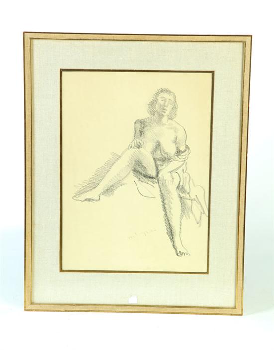 Appraisal: CHARCOAL DRAWING SIGNED MOSES SAWYER Study of a nude woman