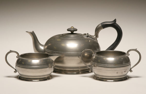 Appraisal: Attractive English pewter tea service by Crown Rose Set includes