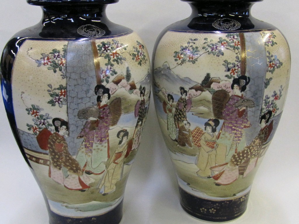 Appraisal: Pair of Satsuma vases decorated with geishas