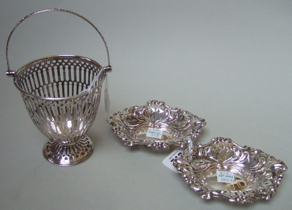 Appraisal: Two silver similar shaped oval bon bon dishes each with