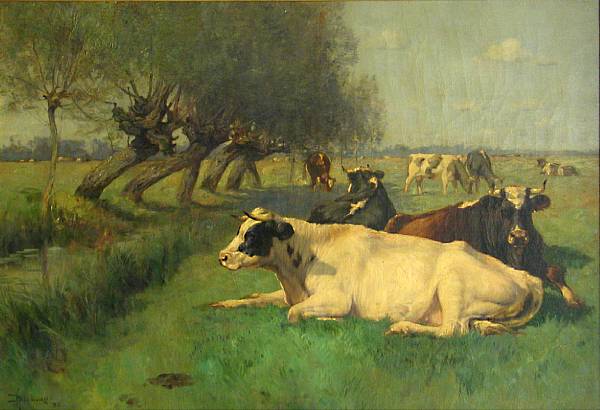 Appraisal: Henry Singlewood Bisbing American - A pastoral landscape with cattle