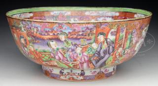 Appraisal: MANDARIN PATTERN PORCELAIN PUNCH BOWL MANDARIN PATTERN PORCELAIN PUNCH BOWL