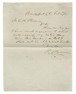 Appraisal: Autograph Letter Signed Barnum P T Autograph Letter Signed Bridgeport