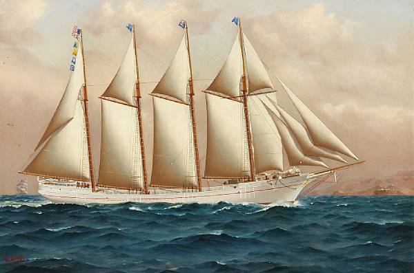 Appraisal: William Edgar American th Century Schooner Mahukona in Full Sail