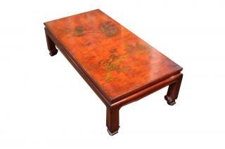 Appraisal: Antique Chinese coffee table a hand painted landscape and figures