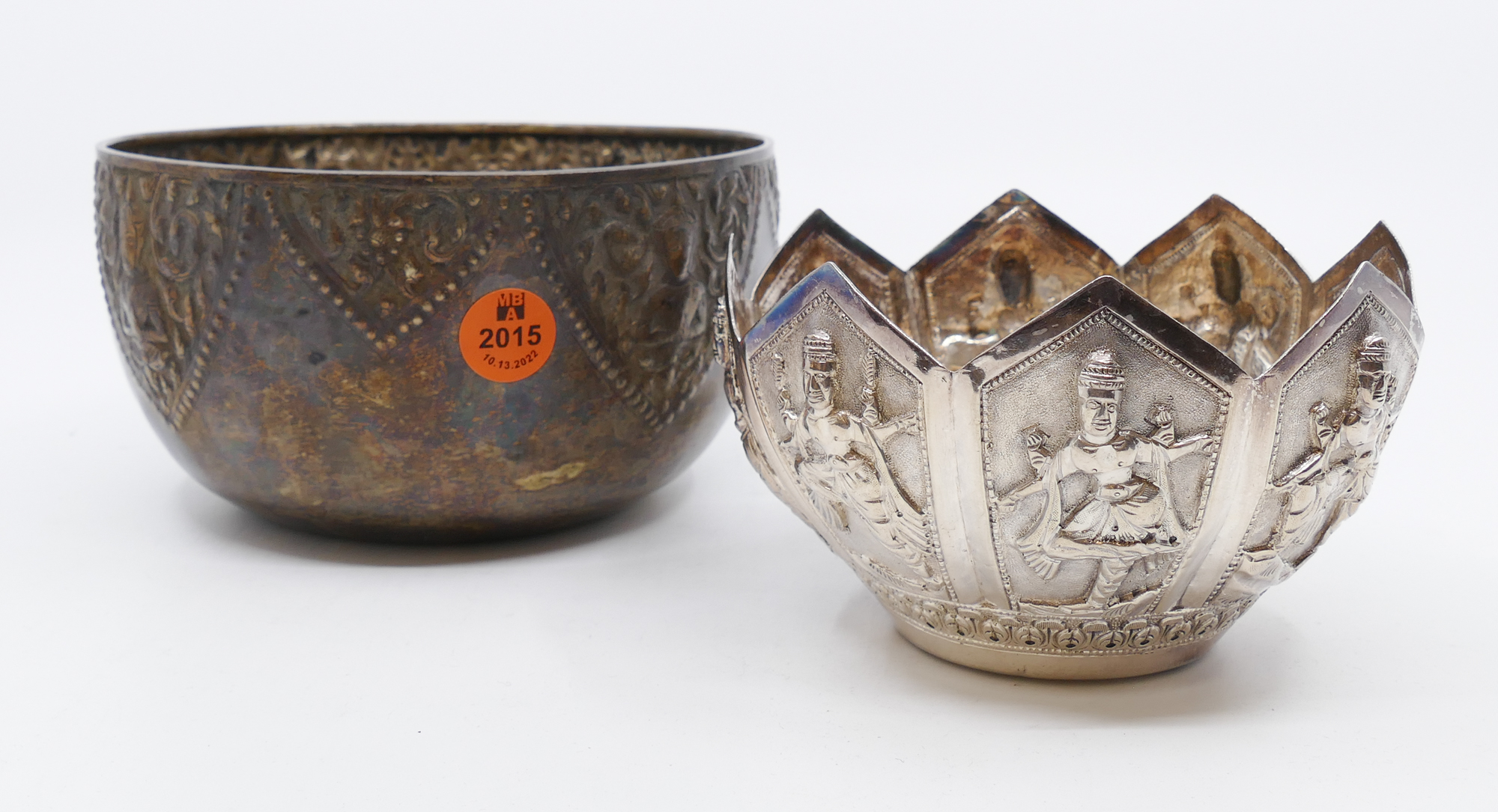 Appraisal: pc Thai Silver Bowls- g TW Bowls measure x ''