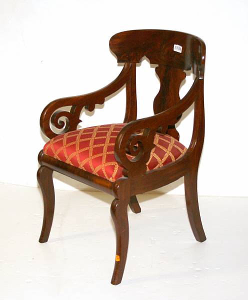 Appraisal: A pair of Classical style mahogany armchairs th century height