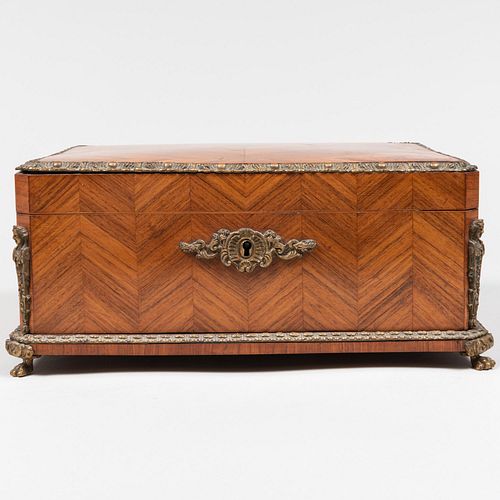 Appraisal: VICTORIAN GILT-METAL-MOUNTED KINGWOOD PARQUETRY BOX x x in Property from