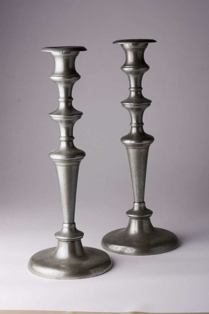 Appraisal: PAIR OF PEWTER CANDLESTICKS HENRY HOPPER New York New York