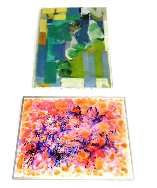 Appraisal: Two abstract acrylics on canvases first attributed to Roy Norman